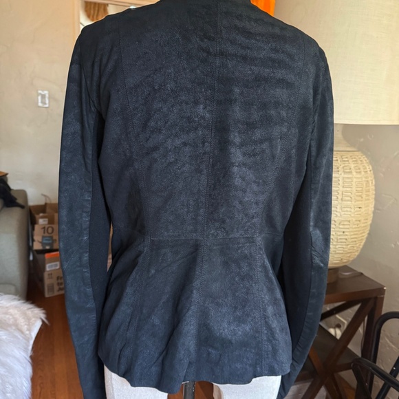 Rick Owens funnel neck black leather asymmetrical Jacket - Picture 4 of 7